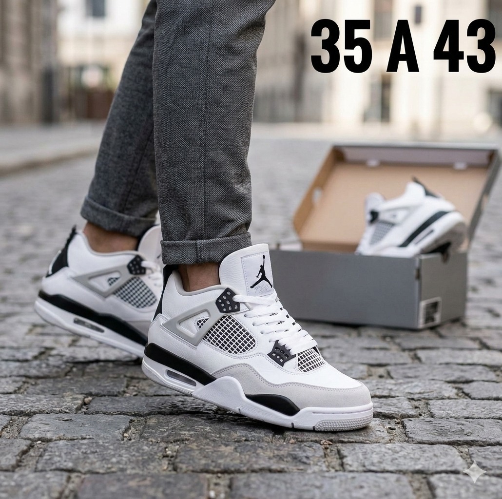 BOTAS RETRO 4 NEGRO BLANCO - Imagen 2